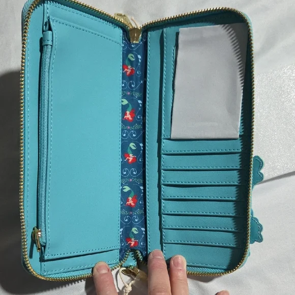 Little Mermaid Ariel And Sisters Loungefly Blue Zip Wallet with Wristlet Strap - Picture 9 of 9
